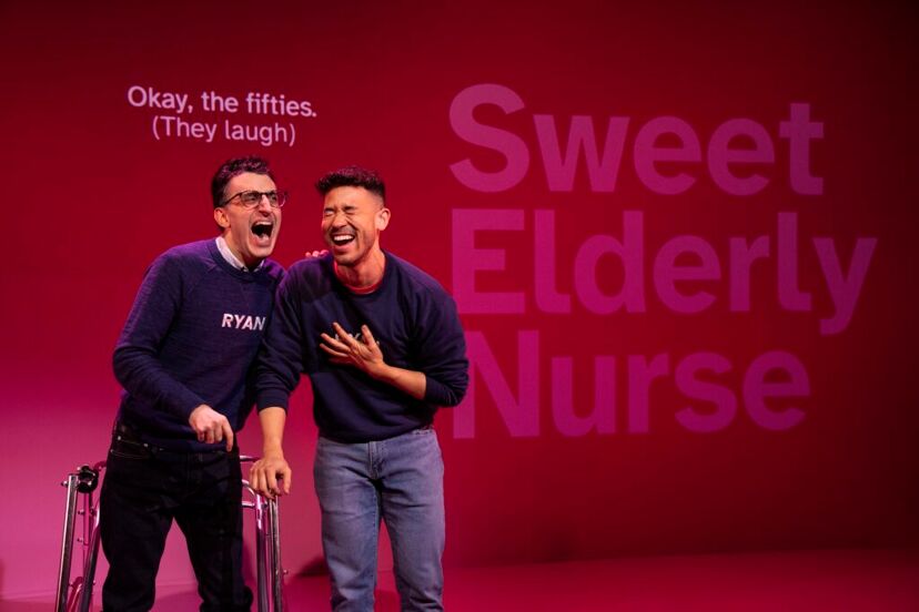 Disabled actor Ryan J. Haddad and Deaf actor Dickie Hearts in 'Dark Disabled Stories' at The Public Theater