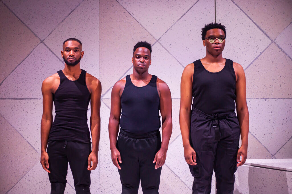 J Xavier, Jonathan Samuel Allsop, Anania Williams in PrideArts' production of one in two