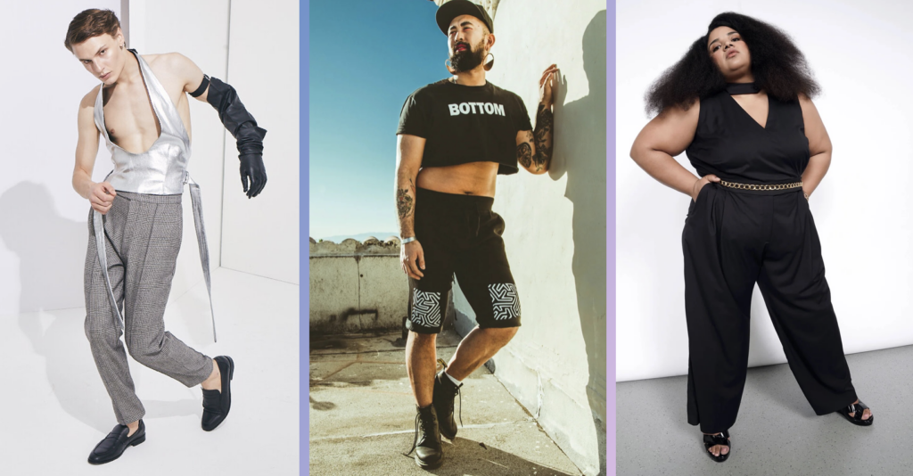 LGBTQ+ fashion (l-r): Landeros, Stuzo, and Wildfang