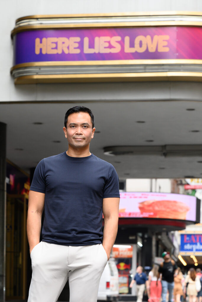 Jose Llana outside the Broadway Theatre