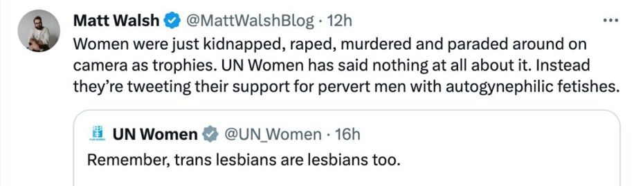 Matt Walsh reply to United Nations Women