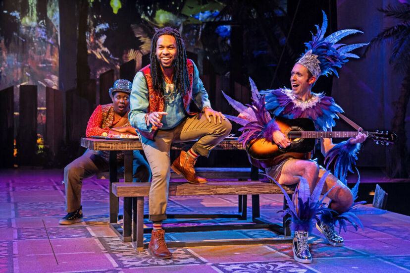 Israel Erron Ford (center), Shelby Lynn Bias) and Alex Goodrich in Chicago Shakespeare Theater's "Twelfth Night." Photo by Liz Lauren.