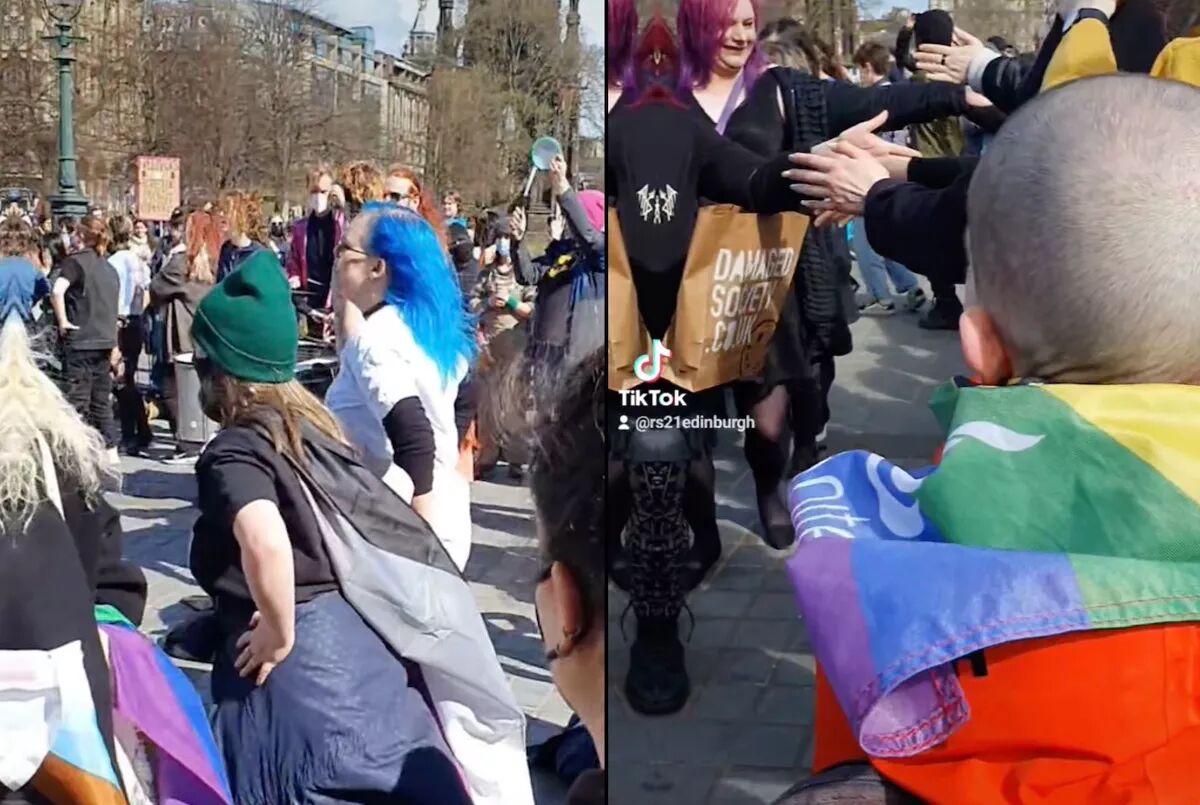 LGBTQ+ cabaret performers drown out anti-trans rally with joyous dance party