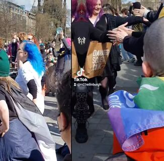 LGBTQ+ cabaret performers drown out anti-trans rally with joyous dance party